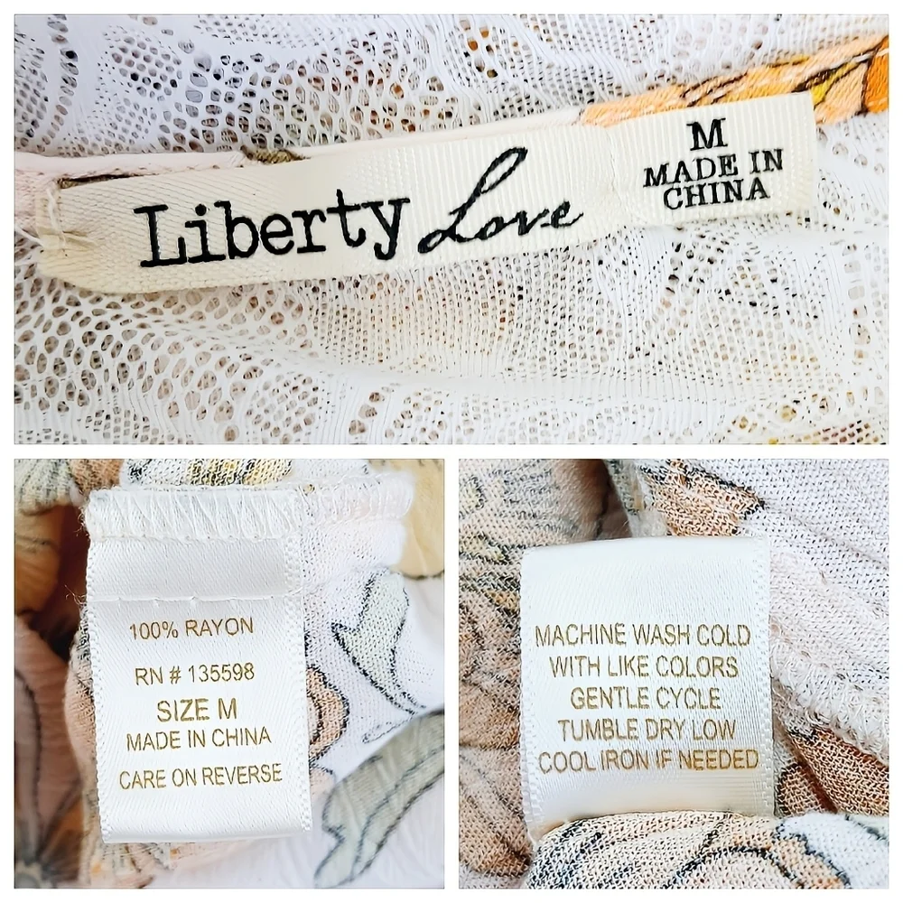 Liberty Love Sheer Lace Floral Kimono Duster M - Picture 9 of 9